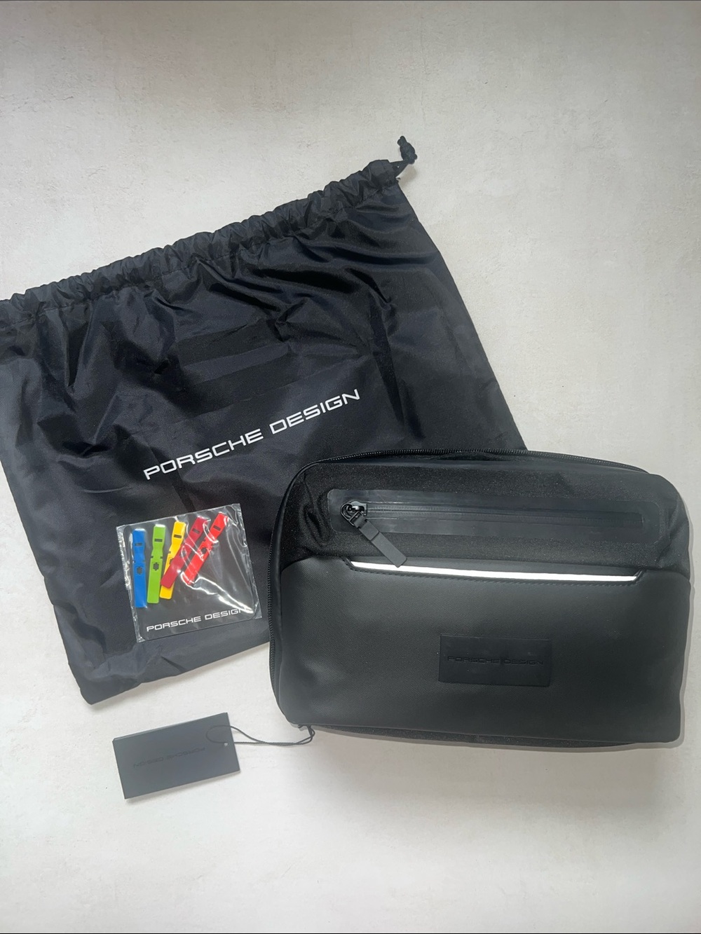 Porsche Design Black Urbsn Eco Toiletry Pouch Washbag Hanging Front Zip